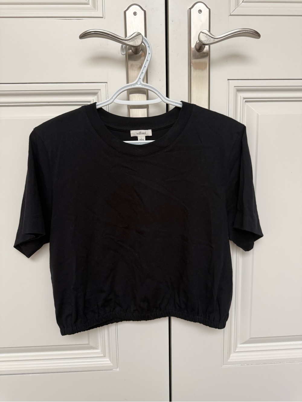 Wilfred Black Cropped Elastic-Hem Tee